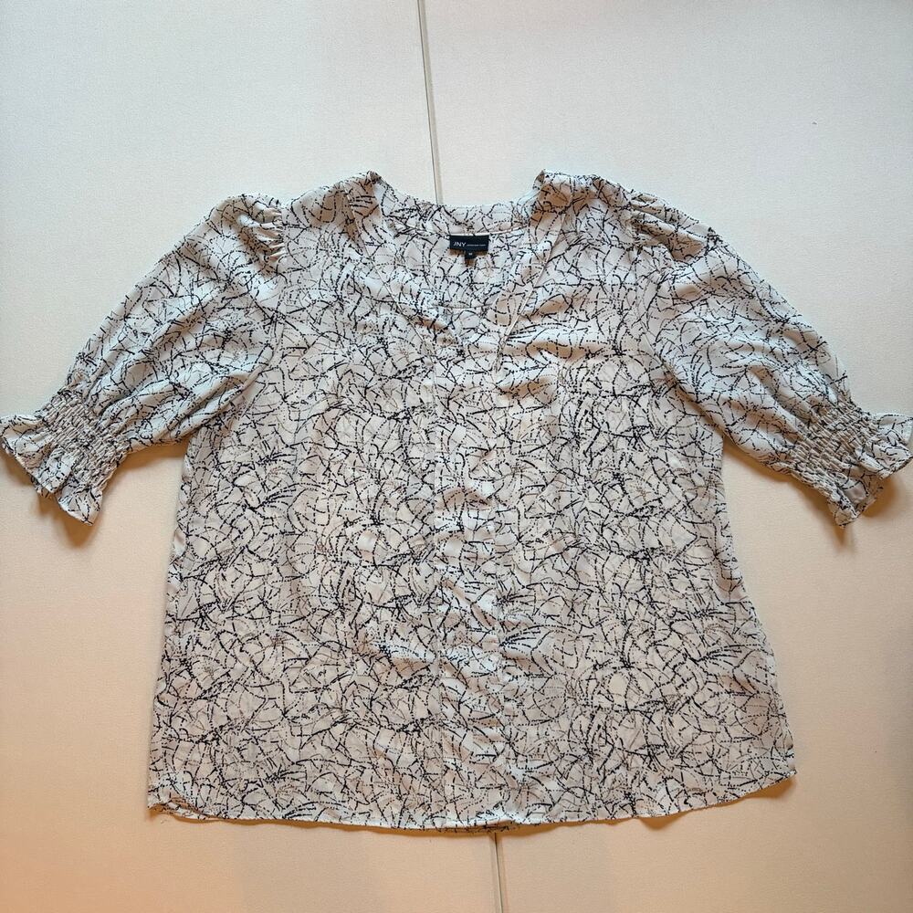 Lot of 2 Jones New York V-Neck Smocked Cuff Blouses Size 1X